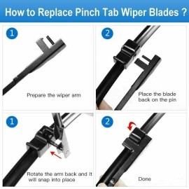 Seintech Specific Fit Front and Rear Wiper Blades + Plastic Arm Compatible for Peugeot 207 2006-2012