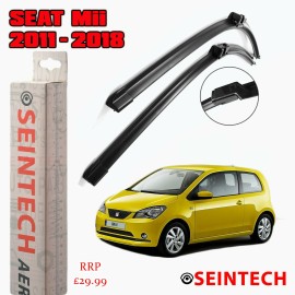 Seintech Specific Fit Front and Rear Wiper Blades + Plastic Arm Compatible for Seat Mii 2011 Onwards