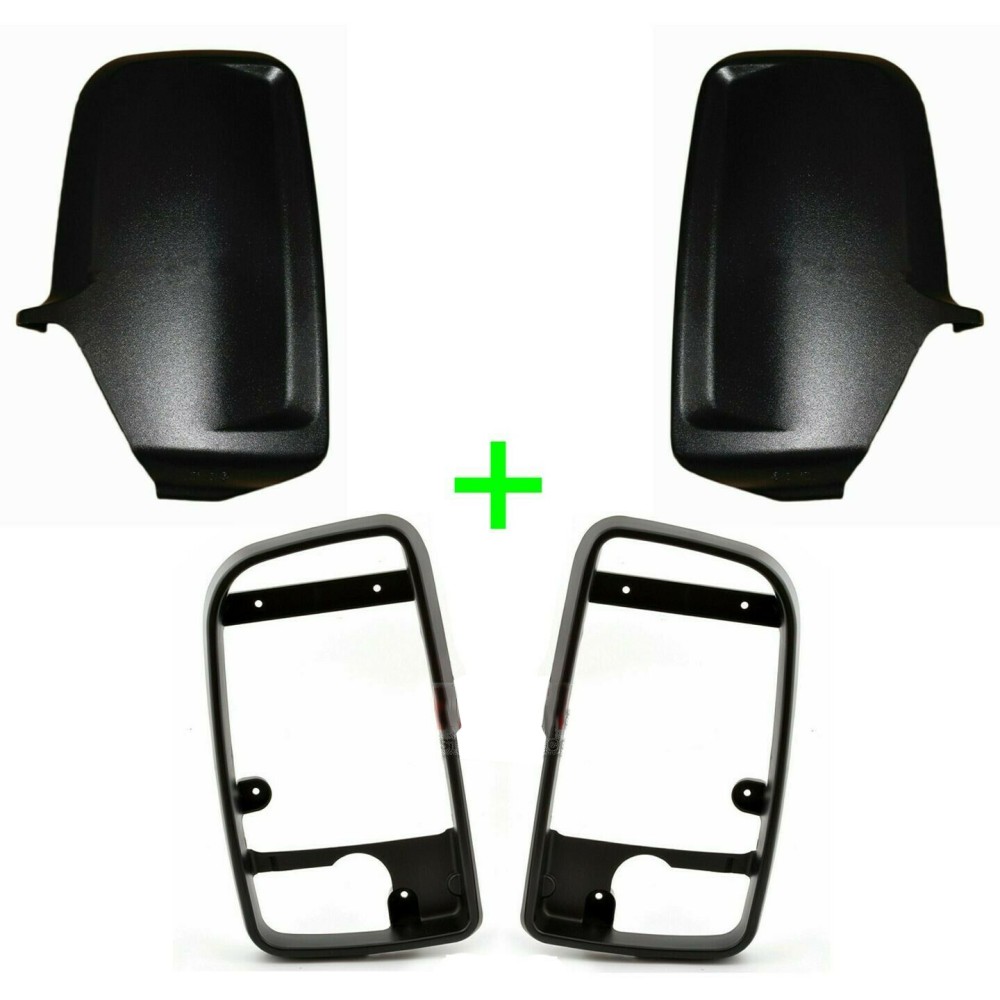 Seintech Door Wing Mirror Black Back Casing Covers and Inner Bezels Pair For VW Crafter 2006+