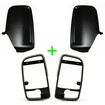 Seintech Door Wing Mirror Black Back Casing Covers and Inner Bezels Pair For VW Crafter 2006+