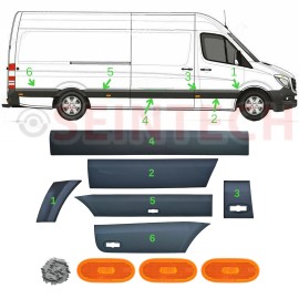 Seintech Side Moulding Strip with Side Marker Lamp Right Side for Mercedes Sprinter 06-18