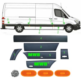 Seintech Side Moulding Strip with Side Marker Lamp Right Side for Mercedes Sprinter 06-18